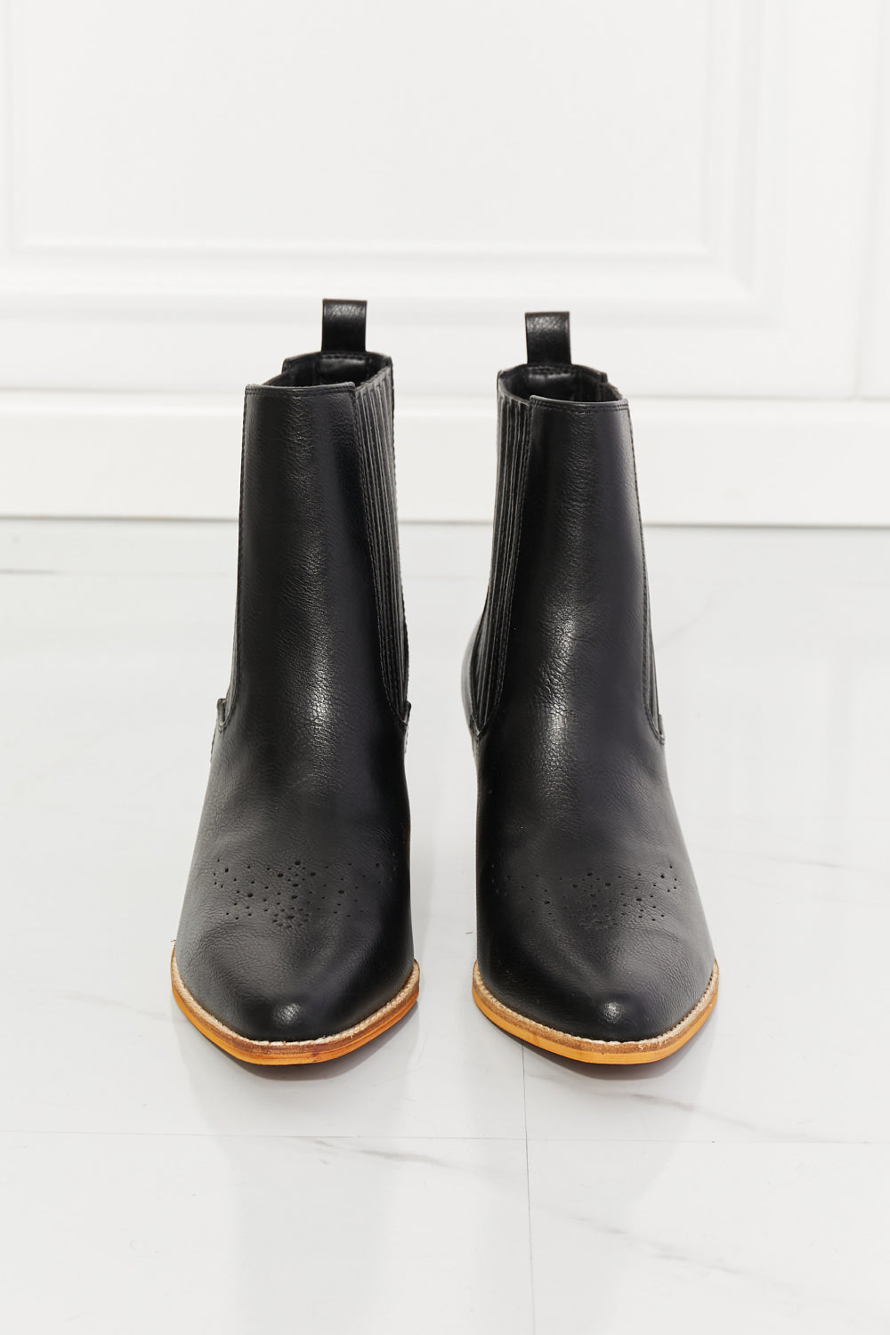 MMShoes Stacked Heel Cowboy Style Chelsea Ankle Bootie Boots in Black Love the Journey