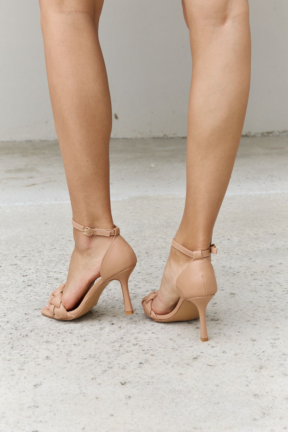 Forever Link Braided Strappy Ankle Strap High Heeled Open Toe Sandals Nude Color