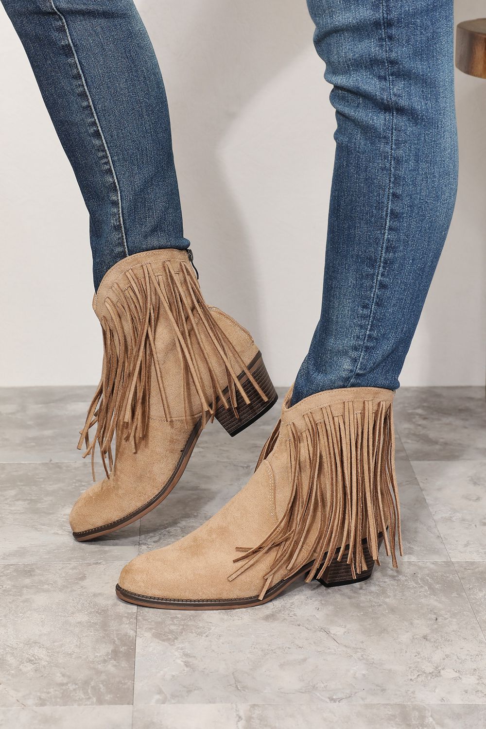 Legend Fringe Cowboy Western Pointy Toe Country Cowgirl Tan Ankle Bootie Boots
