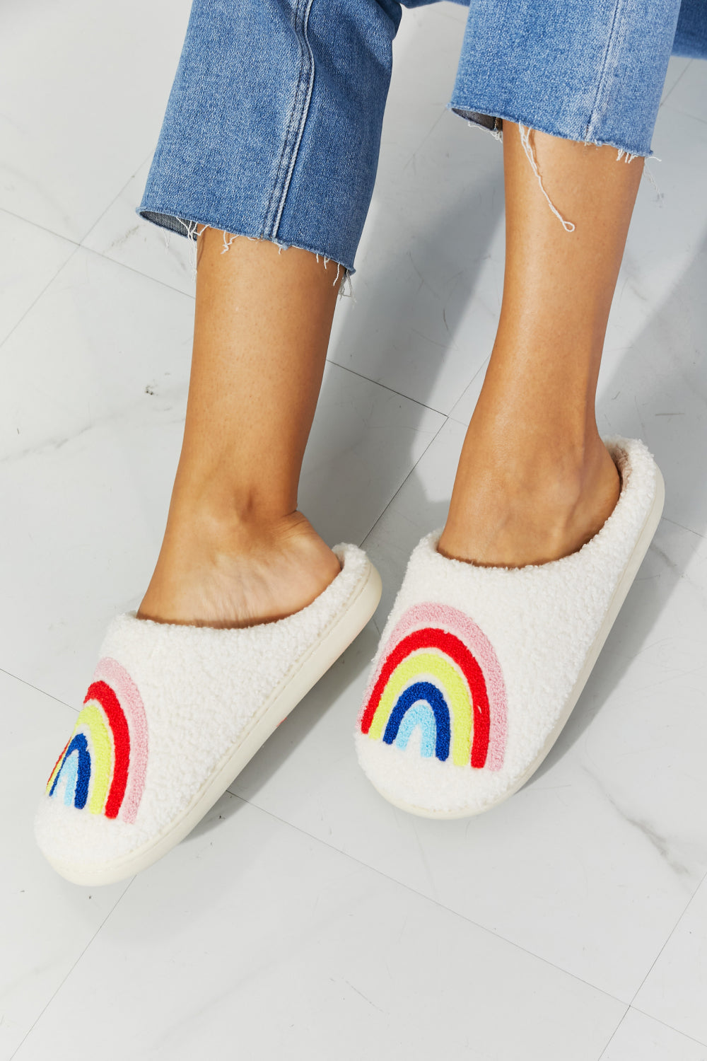 Multicolor discount fuzzy slippers