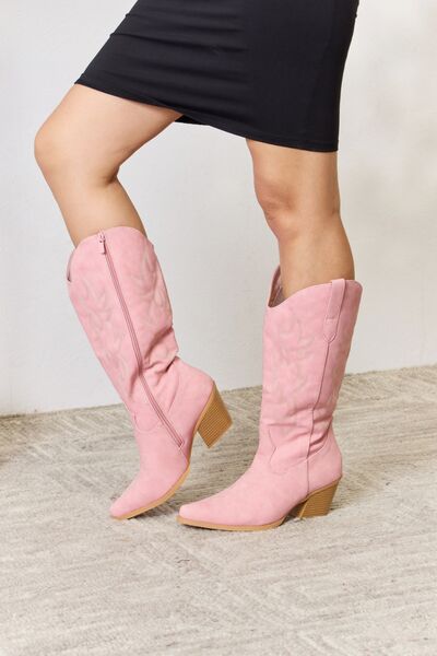 Forever Link Knee High Cowboy Cowgirl Rustic Low Heel Country Pink Boots